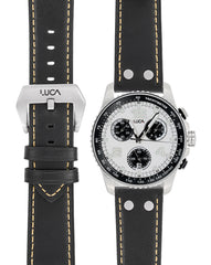 Luca Apex Panda chronograph with black leather band