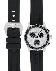 Luca Apex Panda chronograph with black rubber band