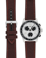 Luca Apex Panda chronograph with brown and red hybrid band