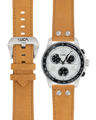 Luca Apex Panda chronograph with light leather band